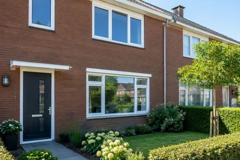 Terraced house with new window frames